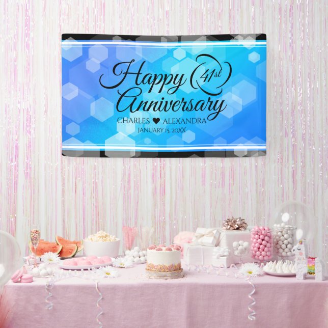 Elegant 41st Blue Topaz Wedding Anniversary Banner (Party)