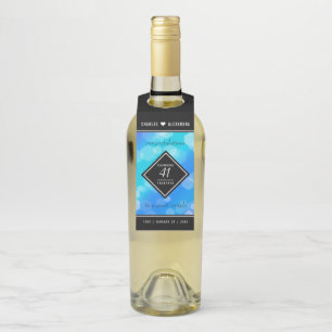 Elegant 41st Blue Topaz Wedding Anniversary Bottle Tag