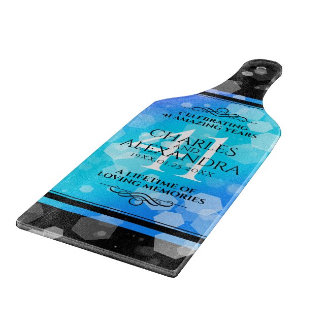 Elegant 41st Blue Topaz Wedding Anniversary Cutting Board (Corner)
