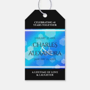 Elegant 41st Blue Topaz Wedding Anniversary Gift Tags