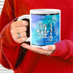 Elegant 41st Blue Topaz Wedding Anniversary Large Coffee Mug
