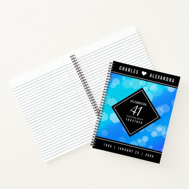 Elegant 41st Blue Topaz Wedding Anniversary Notebook (Inside)