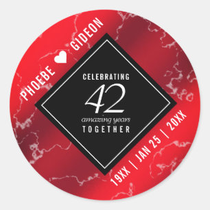 Elegant 42nd Jasper Wedding Anniversary Classic Round Sticker