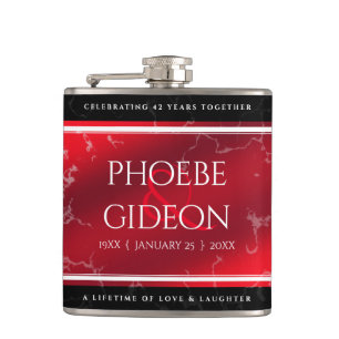 Elegant 42nd Jasper Wedding Anniversary Hip Flask