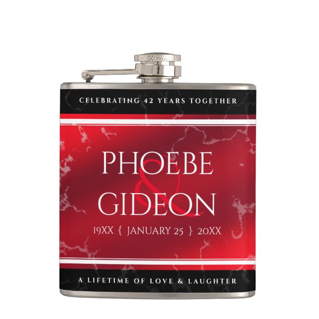 Elegant 42nd Jasper Wedding Anniversary Hip Flask (Front)