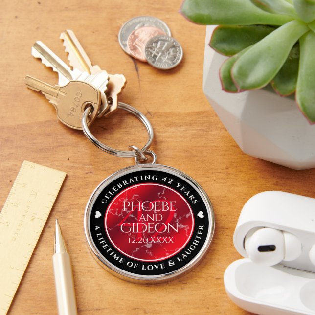 Elegant 42nd Jasper Wedding Anniversary Key Ring (Desk)