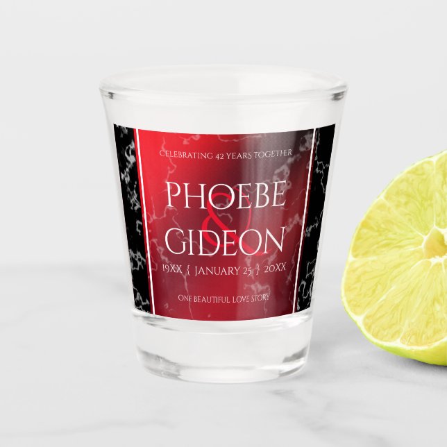 Elegant 42nd Jasper Wedding Anniversary Shot Glass (Front)