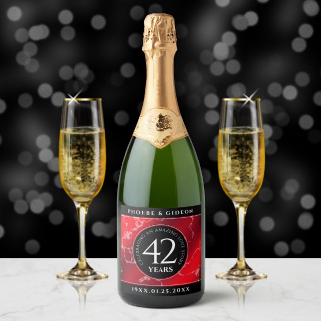 Elegant 42nd Jasper Wedding Anniversary Sparkling Wine Label (Creator Uploaded)