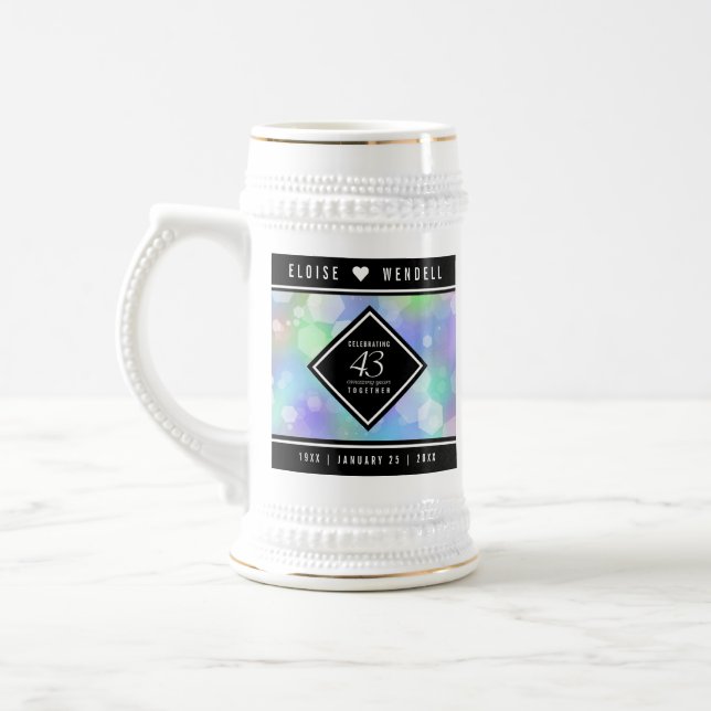 Elegant 43rd Opal Wedding Anniversary Celebration Beer Stein (Left)