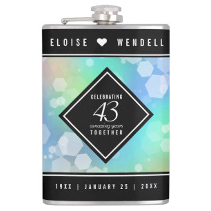 Elegant 43rd Opal Wedding Anniversary Celebration Hip Flask