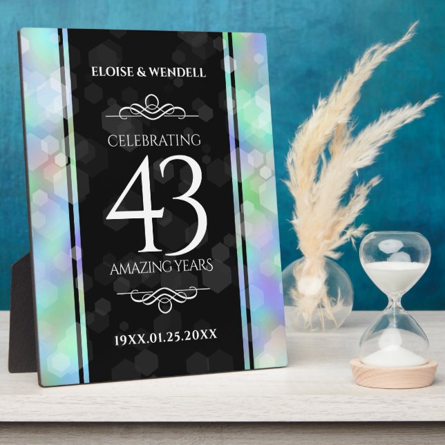 Elegant 43rd Opal Wedding Anniversary Celebration Plaque (Side)
