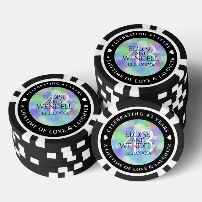 Elegant 43rd Opal Wedding Anniversary Celebration Poker Chips (Stack)