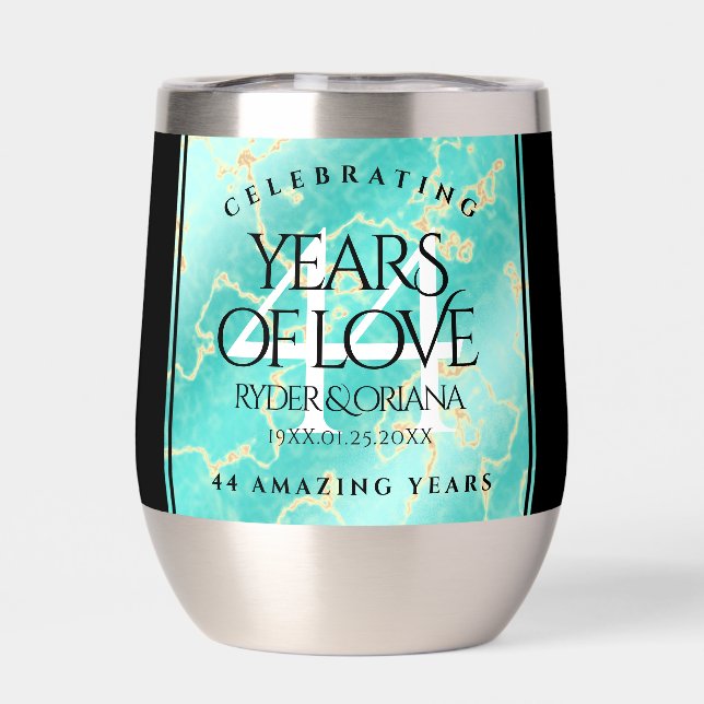 Elegant 44th Turquoise Wedding Anniversary (Back)