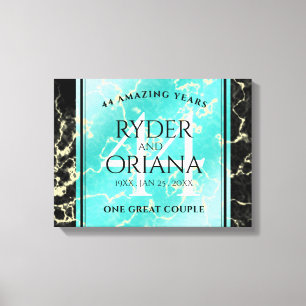 Elegant 44th Turquoise Wedding Anniversary Canvas Print