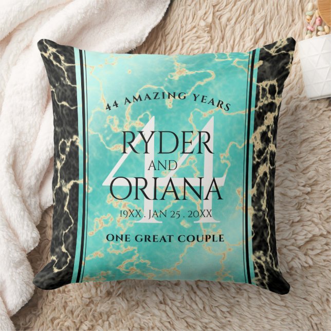Elegant 44th Turquoise Wedding Anniversary Cushion (Blanket)