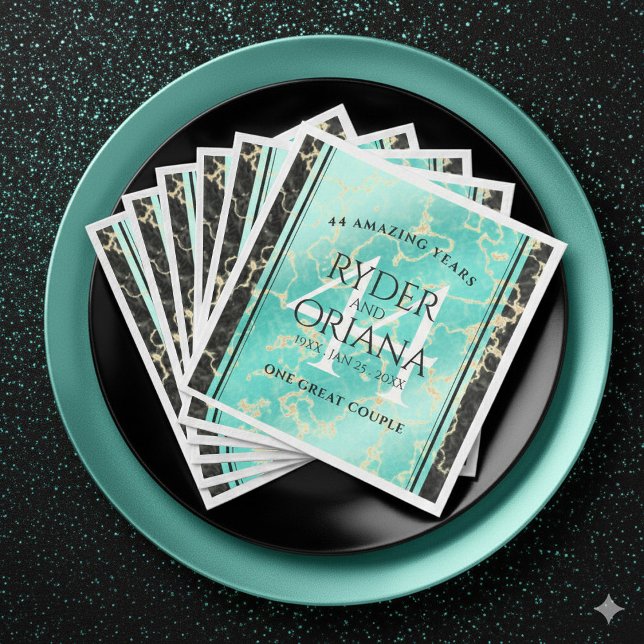 Elegant 44th Turquoise Wedding Anniversary Napkin (Elegant 44th Turquoise Wedding Anniversary Napkins Cover Photo)