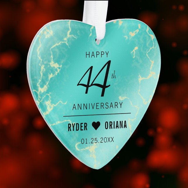 Elegant 44th Turquoise Wedding Anniversary Ornament (Elegant 44th Turquoise Wedding Anniversary Acrylic Ornament Cover Photo.)