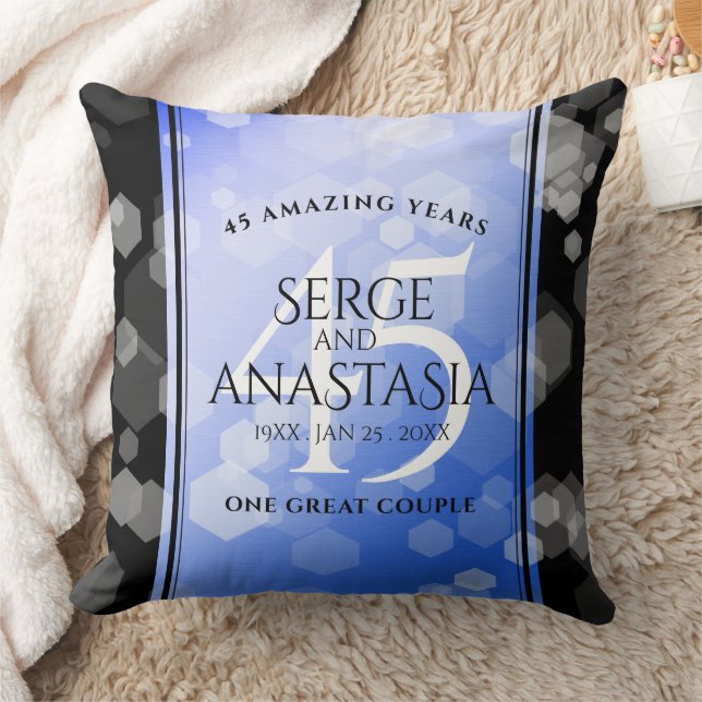 Elegant 45th Sapphire Wedding Anniversary Cushion (Blanket)