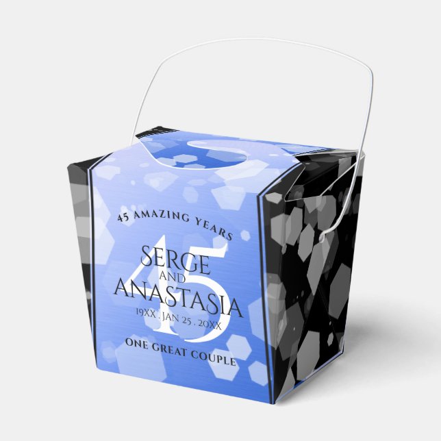 Elegant 45th Sapphire Wedding Anniversary Favour Box (Front Side)