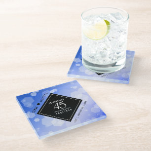 Elegant 45th Sapphire Wedding Anniversary Glass Coaster