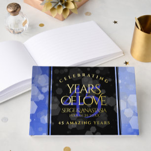 Elegant 45th Sapphire Wedding Anniversary Guest Book
