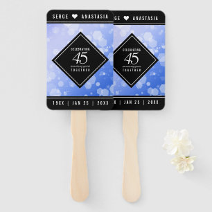 Elegant 45th Sapphire Wedding Anniversary Hand Fan