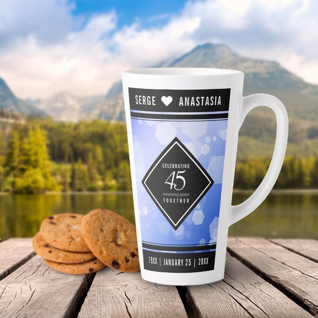 Elegant 45th Sapphire Wedding Anniversary Latte Mug (Creator Uploaded)