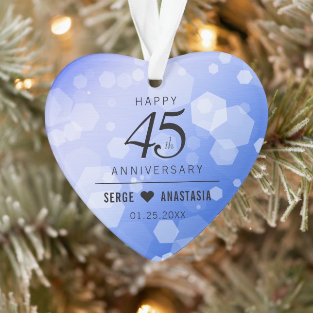 Elegant 45th Sapphire Wedding Anniversary Ornament (Tree)