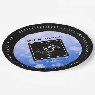 Elegant 45th Sapphire Wedding Anniversary Paper Plate
