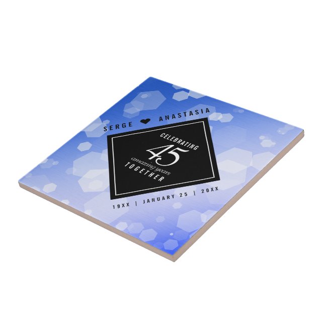Elegant 45th Sapphire Wedding Anniversary Tile (Side)
