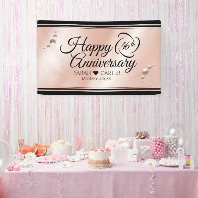 Elegant 46th Pearl Wedding Anniversary Celebration Banner (Party)