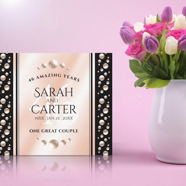 Elegant 46th Pearl Wedding Anniversary Celebration Canvas Print (Creator Uploaded)