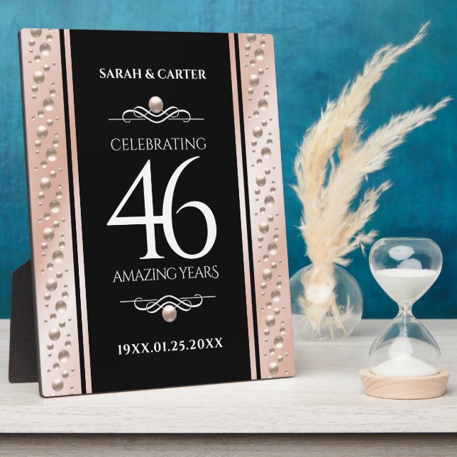 Elegant 46th Pearl Wedding Anniversary Celebration Plaque (Side)