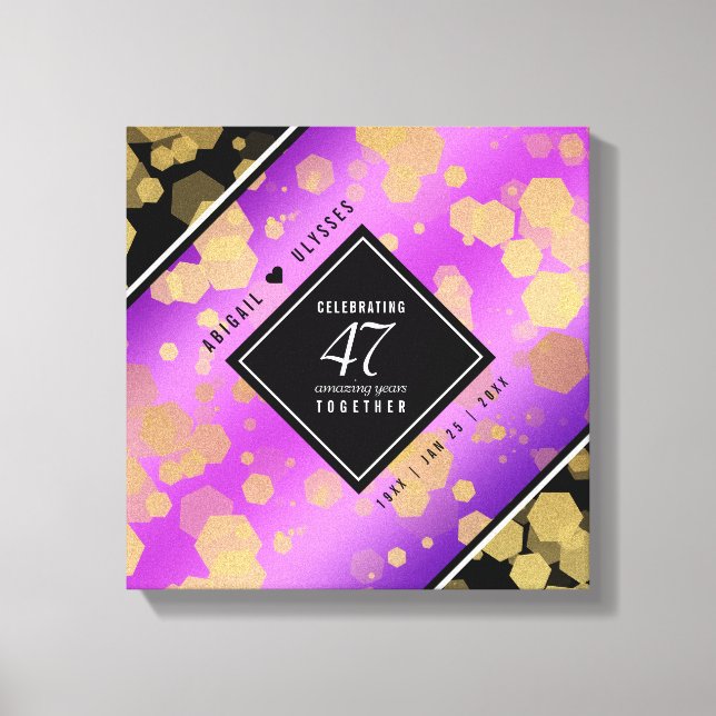 Elegant 47th Amethyst Wedding Anniversary Canvas Print (Front)