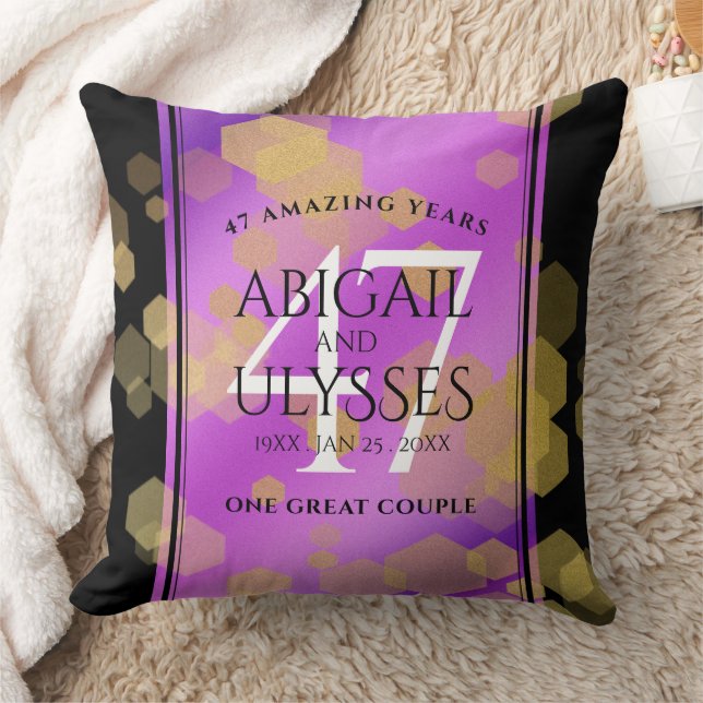 Elegant 47th Amethyst Wedding Anniversary Cushion (Blanket)