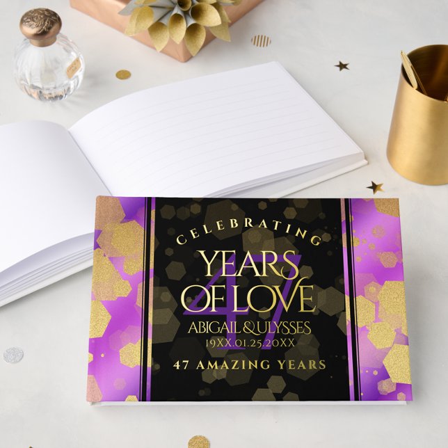 Elegant 47th Amethyst Wedding Anniversary Guest Book (Elegant 47th Amethyst Wedding Anniversary Foil Guest Book Cover Photo)