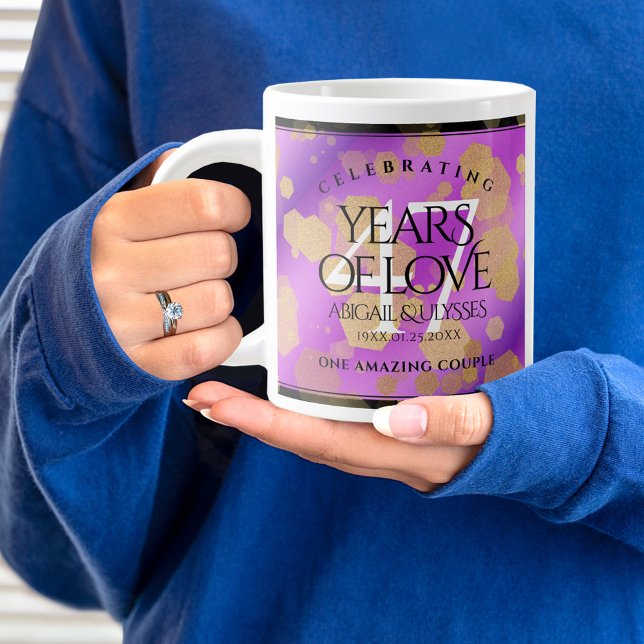 Elegant 47th Amethyst Wedding Anniversary Large Coffee Mug (47th Wedding Anniversary Jumbo Coffee Mug Cover Photo.)