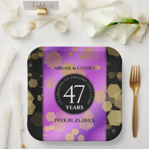 Elegant 47th Amethyst Wedding Anniversary Paper Plate