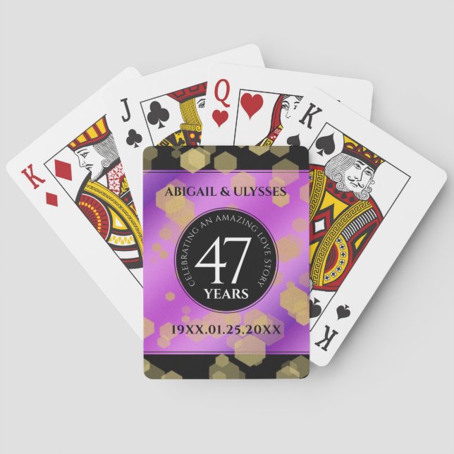 Elegant 47th Amethyst Wedding Anniversary Playing Cards (Back)