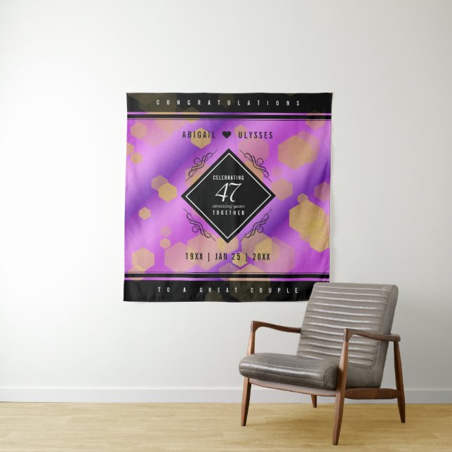 Elegant 47th Amethyst Wedding Anniversary Tapestry (In Situ)