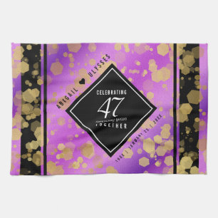 Elegant 47th Amethyst Wedding Anniversary Tea Towel