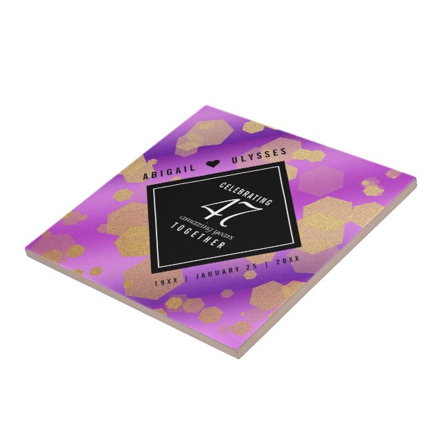 Elegant 47th Amethyst Wedding Anniversary Tile (Side)