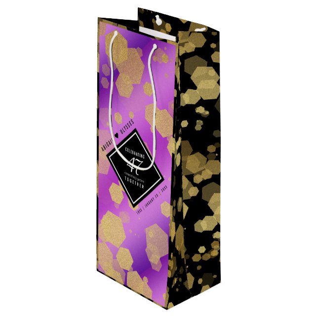 Elegant 47th Amethyst Wedding Anniversary Wine Gift Bag (Front Angled)