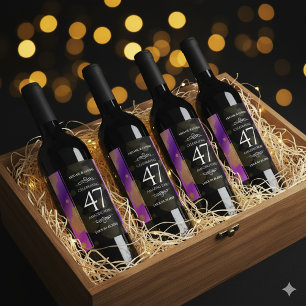 Elegant 47th Amethyst Wedding Anniversary Wine Label