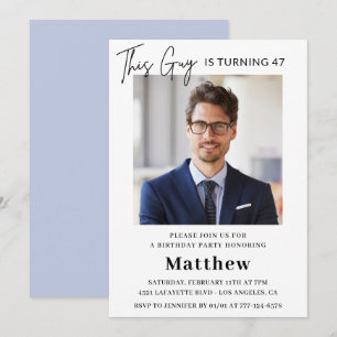 Elegant 47th birthday invitations Men Photo