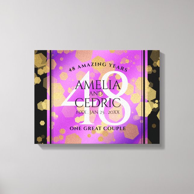 Elegant 48th Amethyst Wedding Anniversary Canvas Print (Front)
