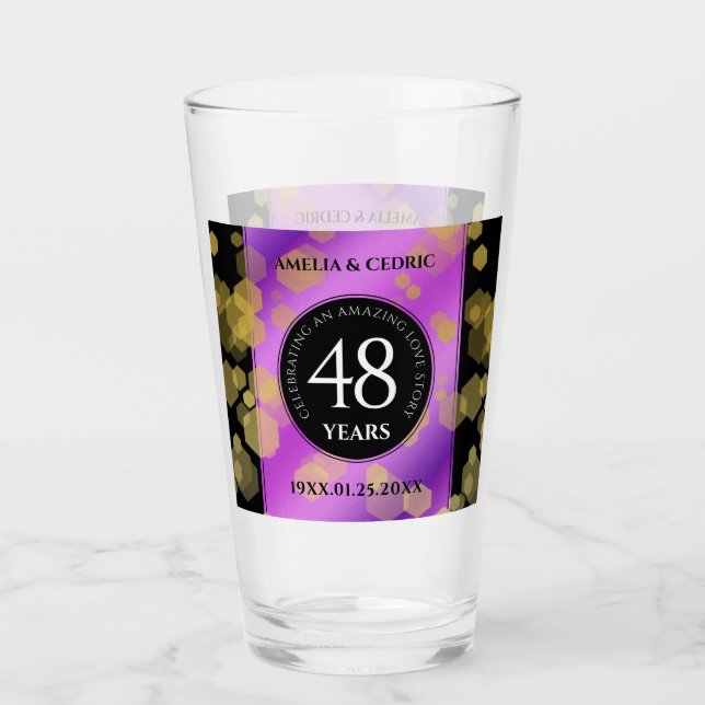 Elegant 48th Amethyst Wedding Anniversary Glass (Front)