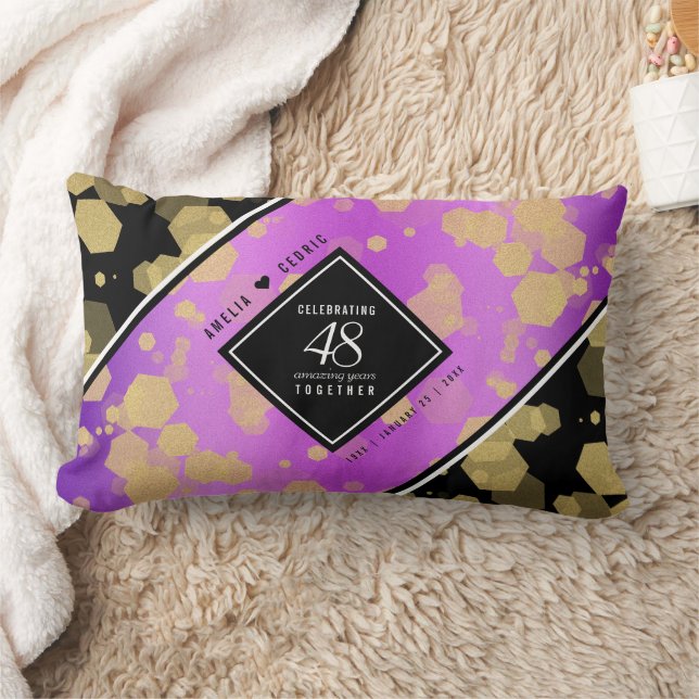 Elegant 48th Amethyst Wedding Anniversary Lumbar Cushion (Blanket)