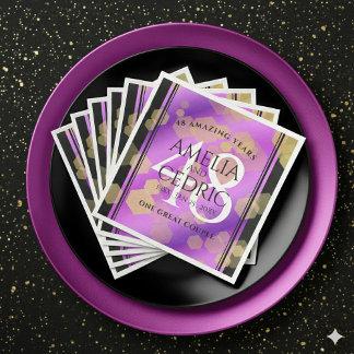 Elegant 48th Amethyst Wedding Anniversary Napkin