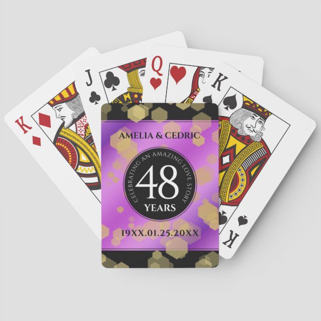 Elegant 48th Amethyst Wedding Anniversary Playing Cards (Back)